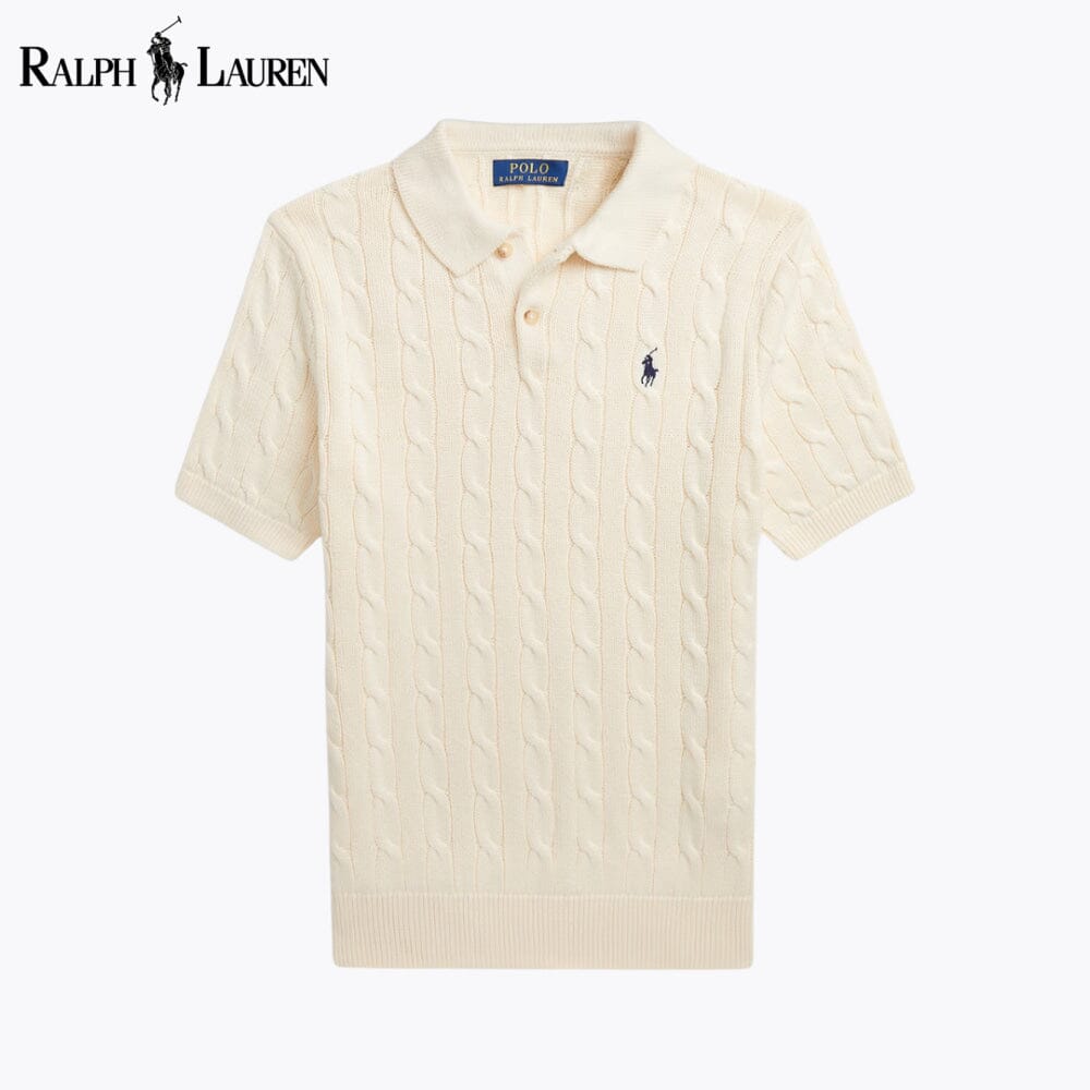 Pull en coton torsadé à col polo pour homme