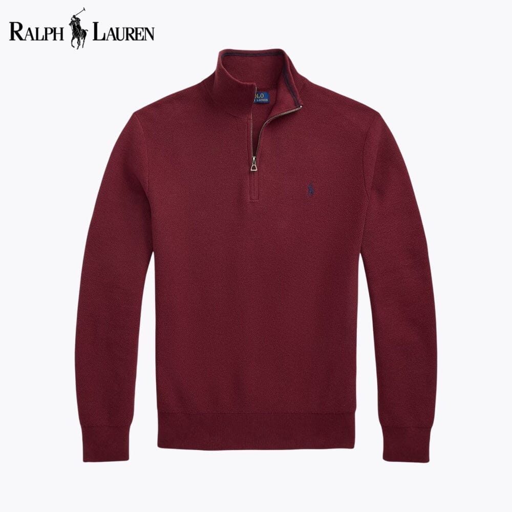 Herren-Sweatshirt aus Mesh-Strickbaumwolle mit kurzem Reißverschluss