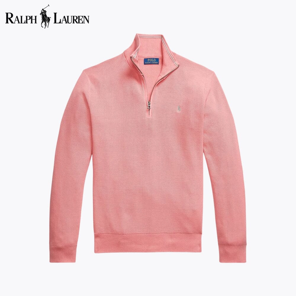 Herren-Sweatshirt aus Mesh-Strickbaumwolle mit kurzem Reißverschluss