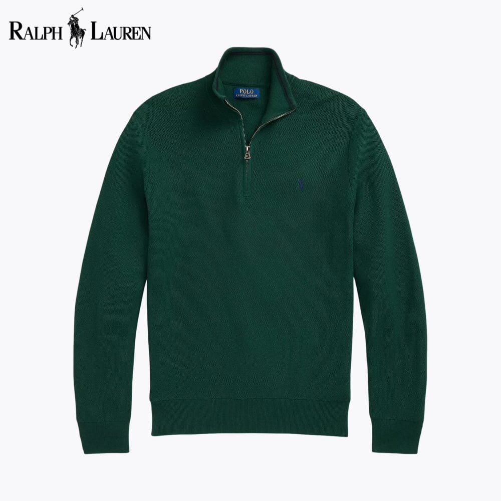 Herren-Sweatshirt aus Mesh-Strickbaumwolle mit kurzem Reißverschluss