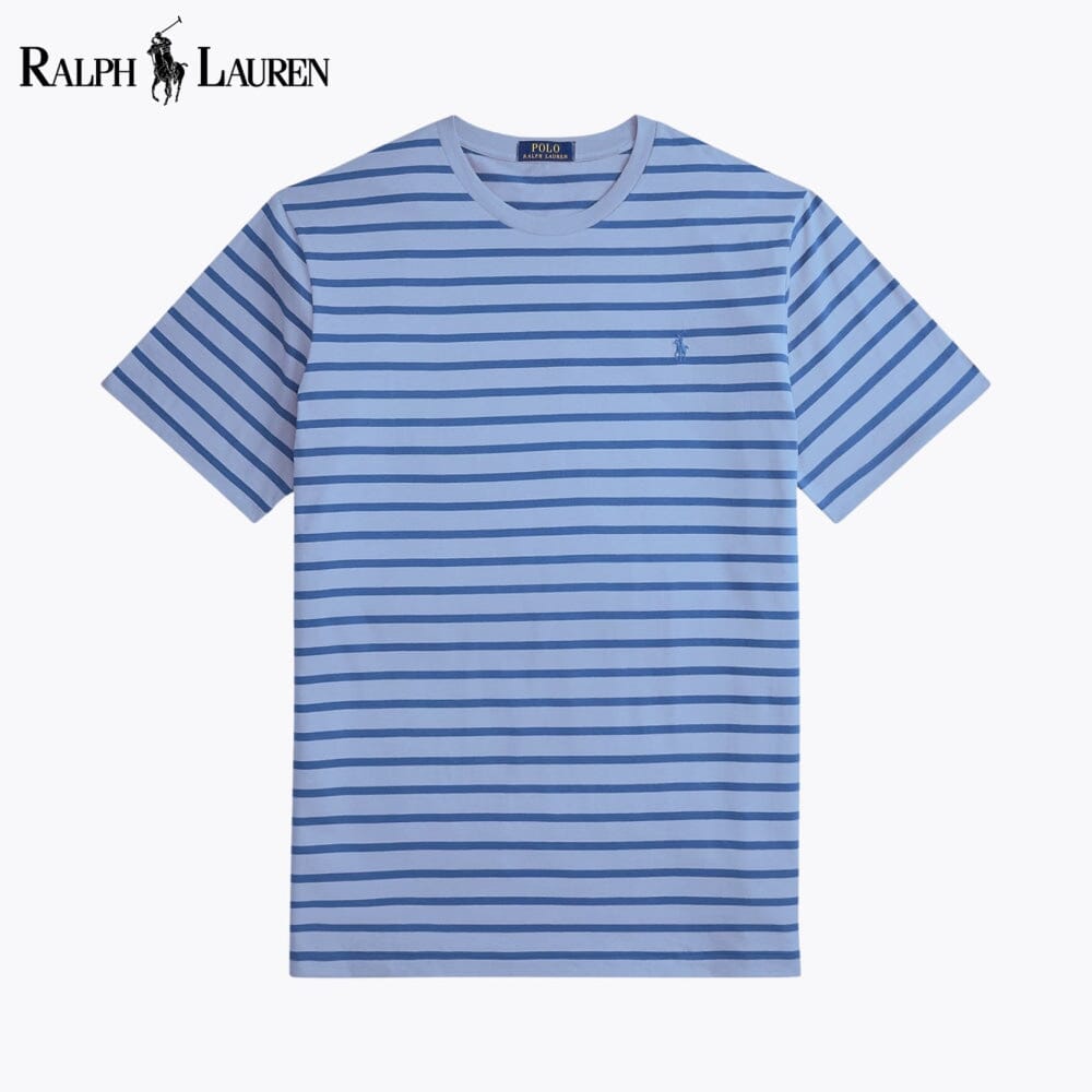T-shirt rasant à col rond et à rayures pour homme