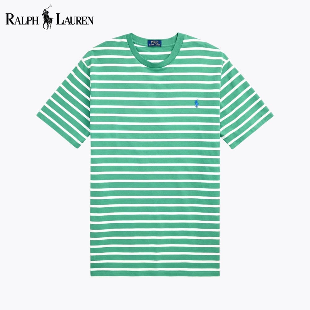 T-shirt rasant à col rond et à rayures pour homme