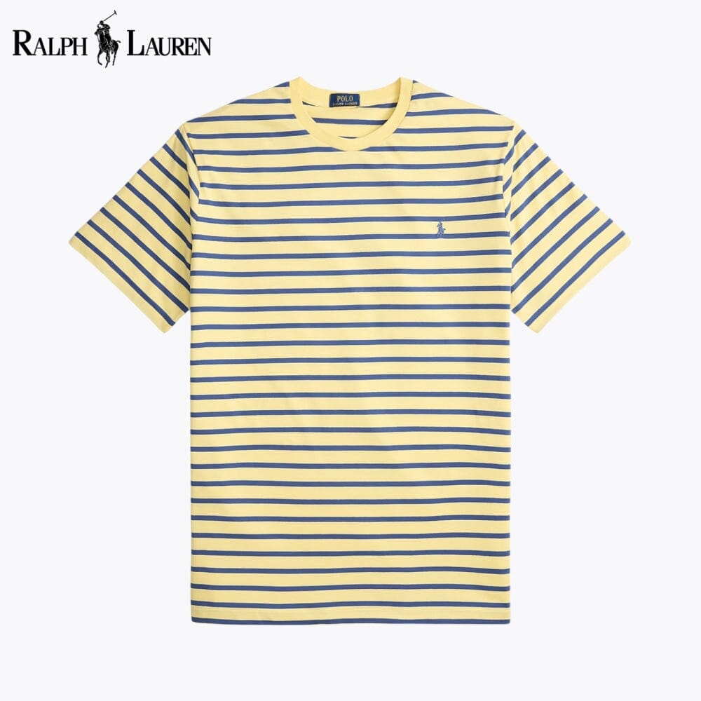 T-shirt rasant à col rond et à rayures pour homme