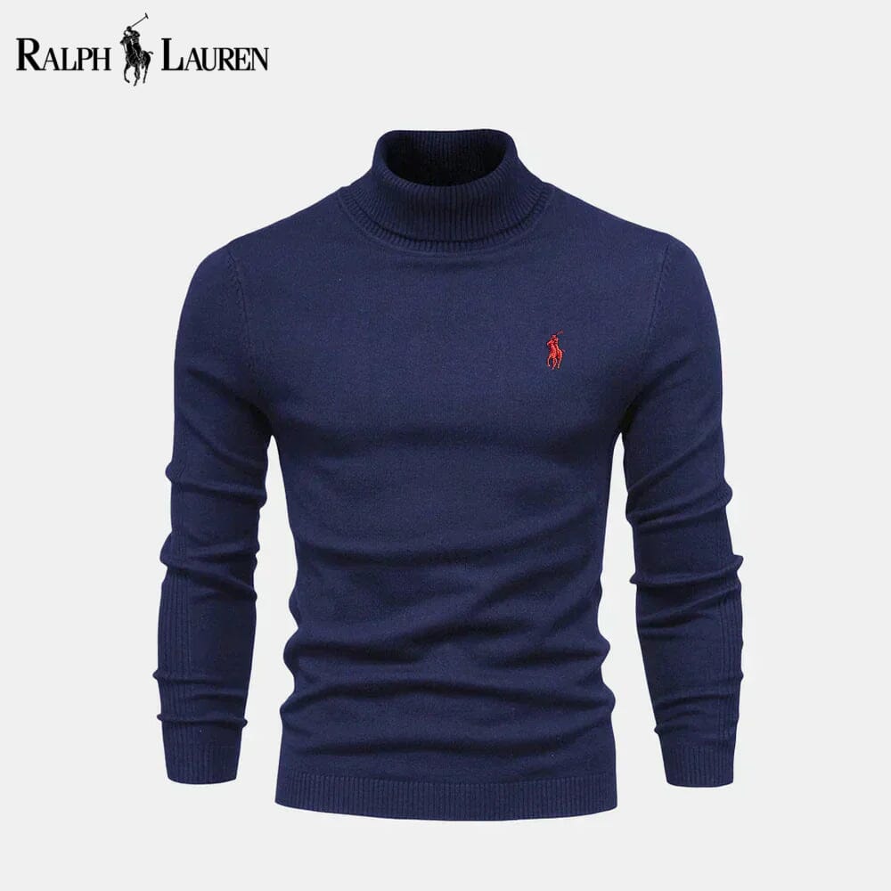 Pull en maille torsadée en laine à col roulé pour homme