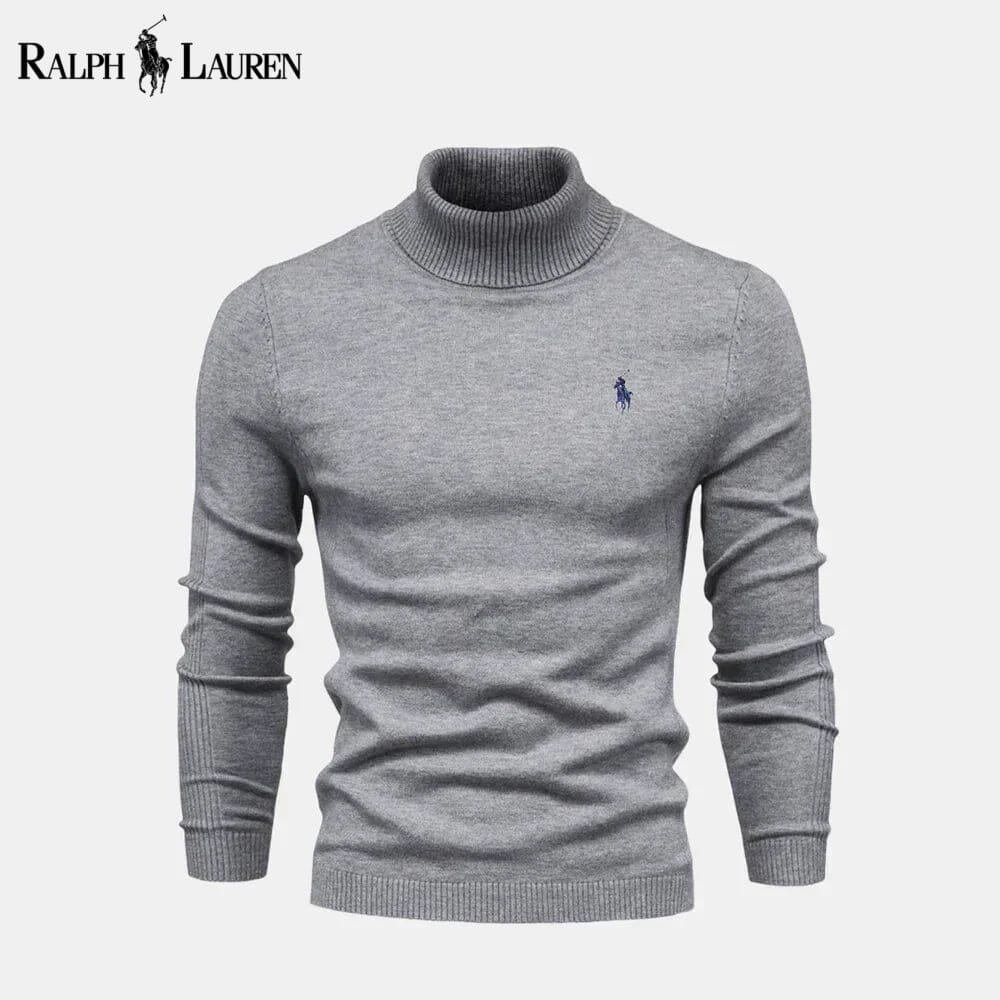 Pull en maille torsadée en laine à col roulé pour homme