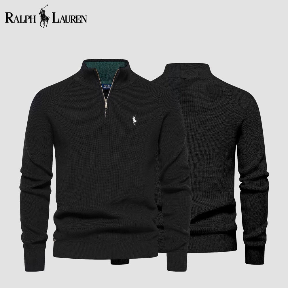 Pull en maille torsadée zippé en laine pour homme