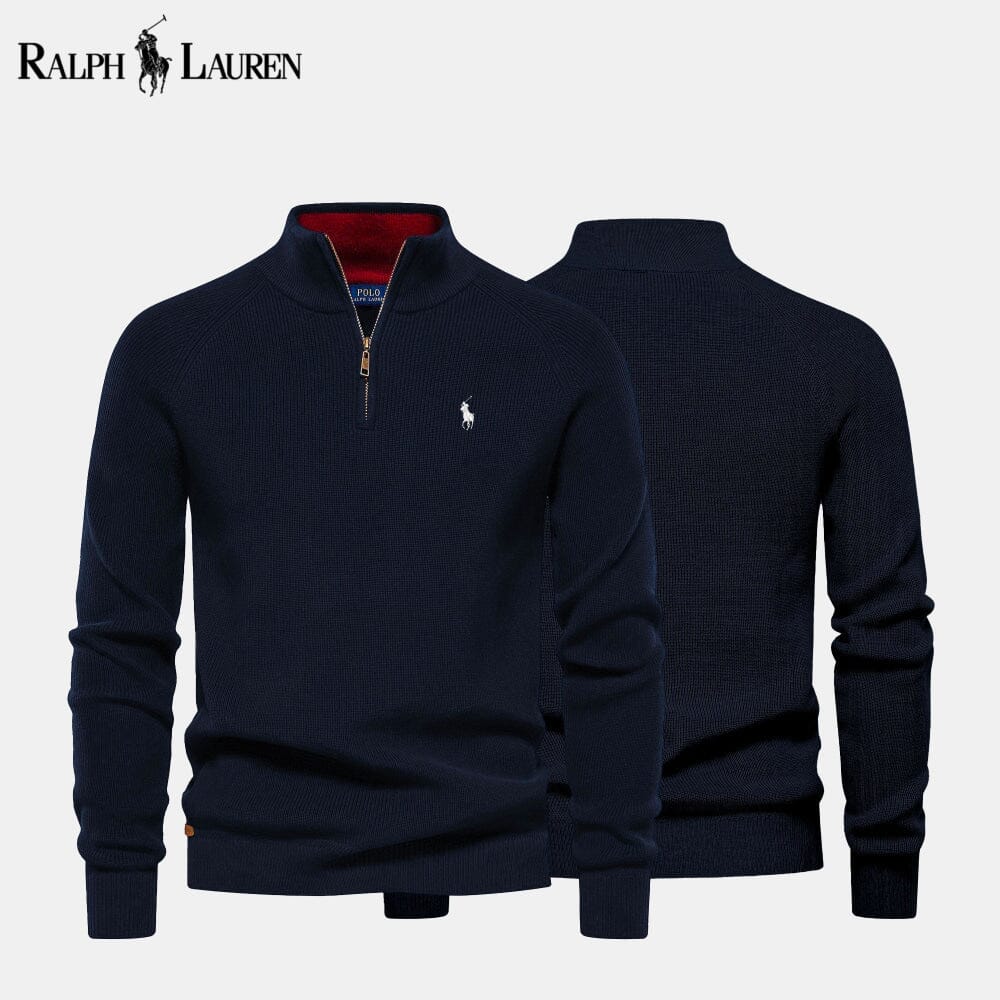 Pull en maille torsadée zippé en laine pour homme