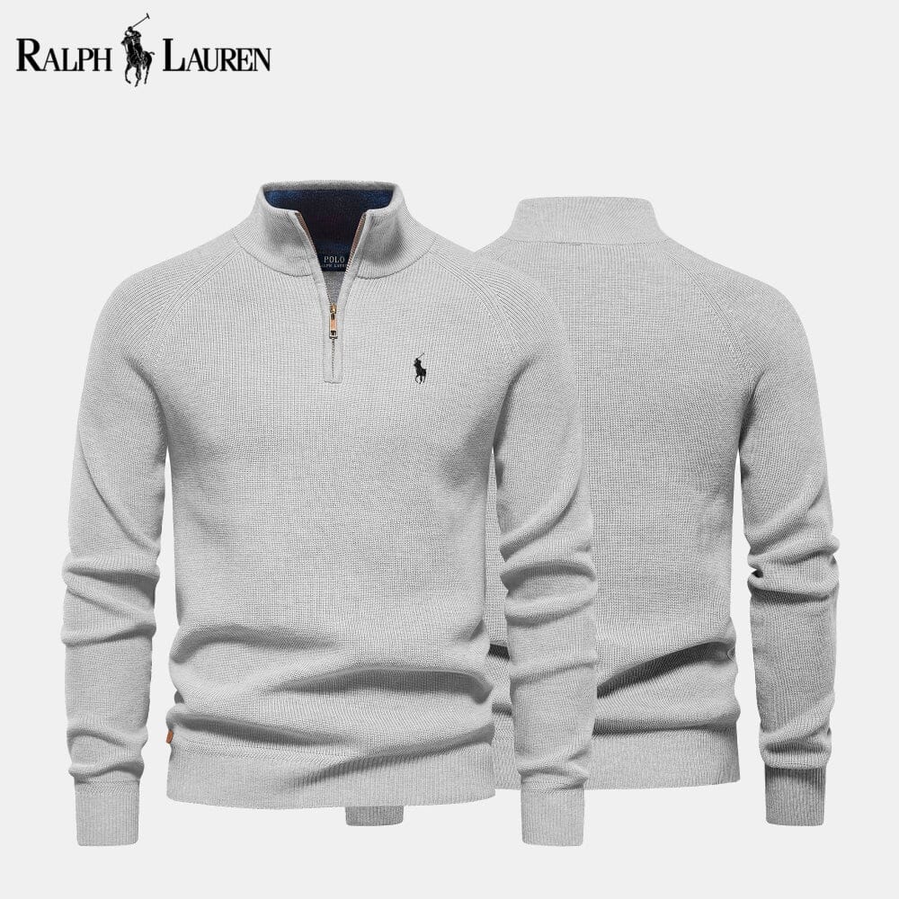 Pull en maille torsadée zippé en laine pour homme