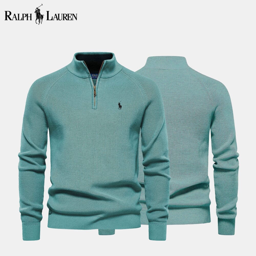 Pull en maille torsadée zippé en laine pour homme