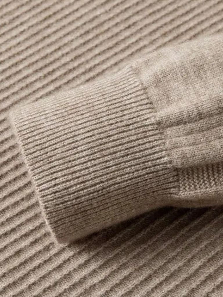Pullover gestreift mit Reißverschlusskragen - Cross & Crown