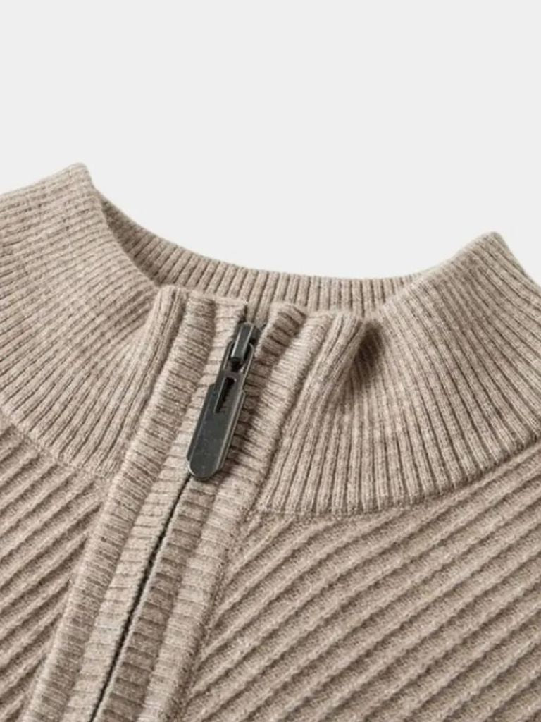 Pullover gestreift mit Reißverschlusskragen - Cross & Crown