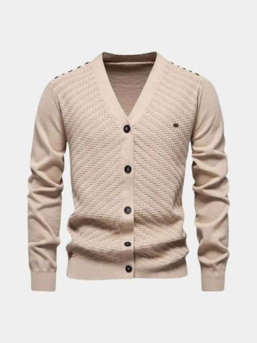 Cardigan à col en V tricoté – Cross & Crown