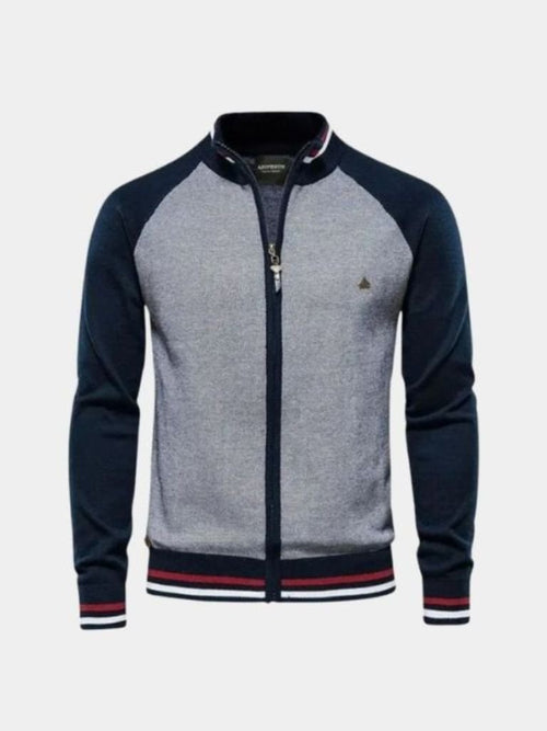 Cardigan mit Stehkragen und Color-Block-Muster - Cross & Crown
